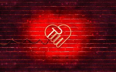 Friendship neon icon, 4k, red background, friendship concepts, neon symbols, Friendship, creative, neon icons, Friendship sign, people signs, Friendship icon, people icons