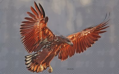 aigle, 4k, art vectoriel, dessin d aigle, art cr&#233;atif, art d aigle, dessin vectoriel, oiseaux abstraits, oiseaux de proie