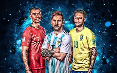 Futbol yıldızları, Her, Lionel Messi, Cristiano Ronaldo, futbolcular, futbol, Her Messi, Ronaldo, CR7, Leo Messi, Neymar Jr, neon ışıkları