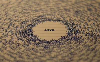 mot amour, romance, concepts d&#39;amour, fond d&#39;amour, mot amour dans un cercle, texture de papier