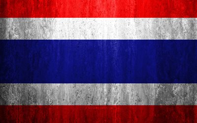Bandera de Tailandia, 4k, piedra antecedentes, grunge bandera, Asia, Tailandia bandera de grunge de arte, los s&#237;mbolos nacionales, Tailandia, textura de piedra
