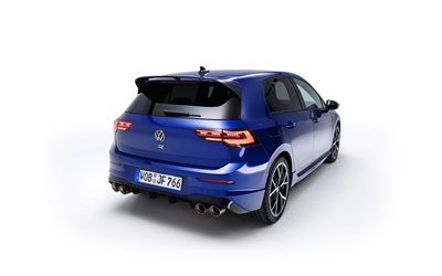 Volkswagen Golf R, 2022, rear view, exterior, blue hatchback, new blue Golf R, german cars, Volkswagen