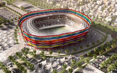 2022 Qatar, Al Khor Stadium, 2022 FIFA World Cup, modern football stadium, sports arena, Qatar