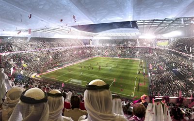 Al Rayyan Stadium, football concepts, Qatar 2022, sports arena, 4k, football stadium, Al Rayyan