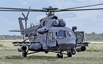 Mil, Mi-8, 4k, vector art, Mi-8 drawing, creative art, Mi-8art, vector drawing, helicopters drawings