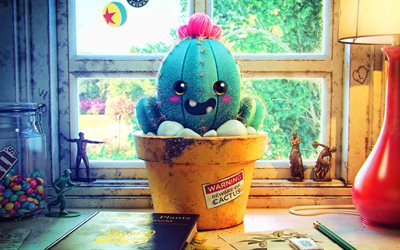 3d cactus, creative, artwork, 3D art, cartoon characters, cacti