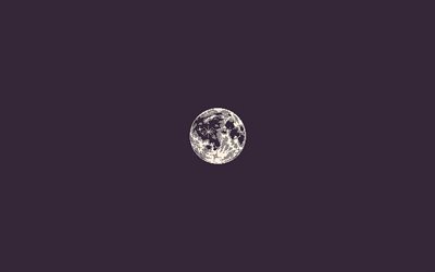lune, 4k, minimal, arri&#232;re-plans violets, cr&#233;atif, minimalisme lunaire