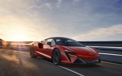 McLaren Artura, 2022, 4k, exterior, red sports coupe, new red Artura, electric supercar, British sports cars, electric cars, McLaren