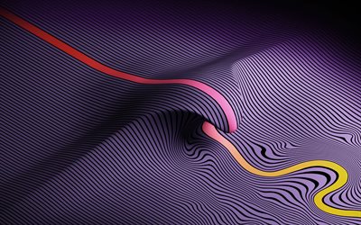 紫の3d波, chk, デジタル3dアート, 紫の波の背景, 3d波の背景, 3dデジタル波の背景