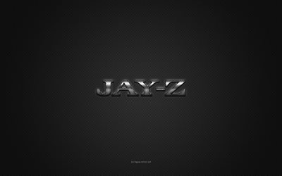 logotipo de jay-z, logotipo plateado brillante, emblema de metal de jay-z, textura de fibra de carbono gris, jay-z, marcas, arte creativo, emblema de jay-z