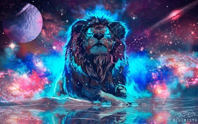 4k -, raum -, lion -, kunst -, galaxy -, nebula