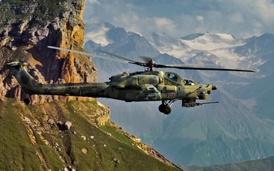 mi28n, 戦闘, ヘリコプター, 山々, ロシア空軍, 夜のハンター