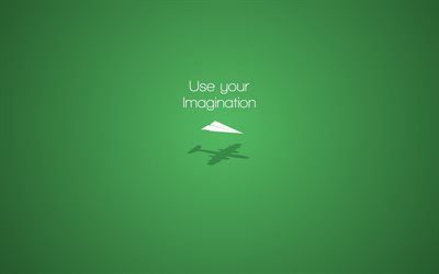 utilisez votre imagination, fond vert, concepts de motivation, citations d&#39;imagination, minimalisme