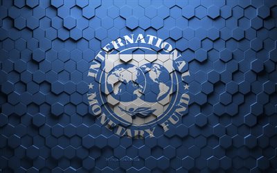 bandiera del fondo monetario internazionale, arte a nido d ape, bandiera di esagoni del fondo monetario internazionale, arte di esagoni 3d del fondo monetario internazionale