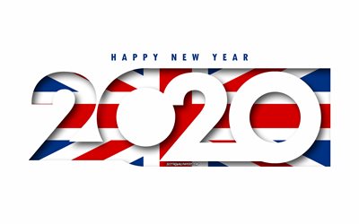 2020 Birleşik Krallık, Birleşik Krallık, İngiltere, beyaz arka plan, Mutlu Yeni Yıl Birleşik Krallık, 3d sanat Bayrak Bayrak, 2020 kavramları, Birleşik Krallık bayrağı, 2020 Yeni Yıl, 2020 İngiltere bayrağı