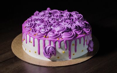violetti kermakakku, juustokakku, ruusukakku, makeiset, kermaruusut, kakut