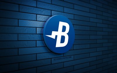 Burstcoin 3D logo, 4K, blue brickwall, creative, cryptocurrency, Burstcoin logo, 3D art, Burstcoin