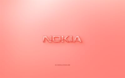 Nokia logo 3D, fundo vermelho, Vermelho Nokia gel&#233;ia de logotipo, Nokia emblema, criativo, arte 3D, Nokia