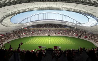 Khalifa International Stadium, Doha, Qatar, reconstruction, sports arena, football stadium, Qatar 2022, 4k