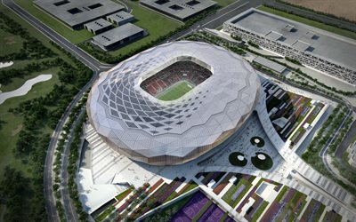 Qatar 2022, Qatar Foundation Stadium, Ar-Rayyan, modern sports arena, 3d model, football stadium, 2022 FIFA World Cup